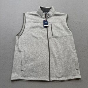 NEW IZOD Vest Mens XL Gray Heathered Zip Up Fleece Lined Mockneck Hiking Outdoor